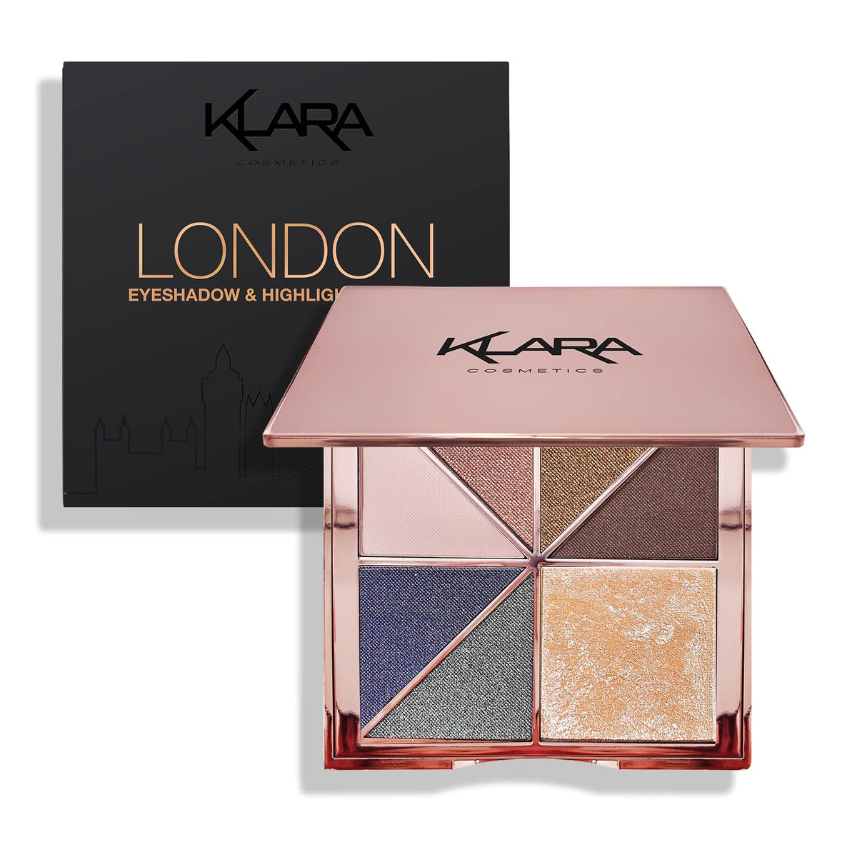 Klara Cosmetics London Eyeshadow Palette - Shimmer, Matte, Metallic, Waterproof, 1.06 Oz