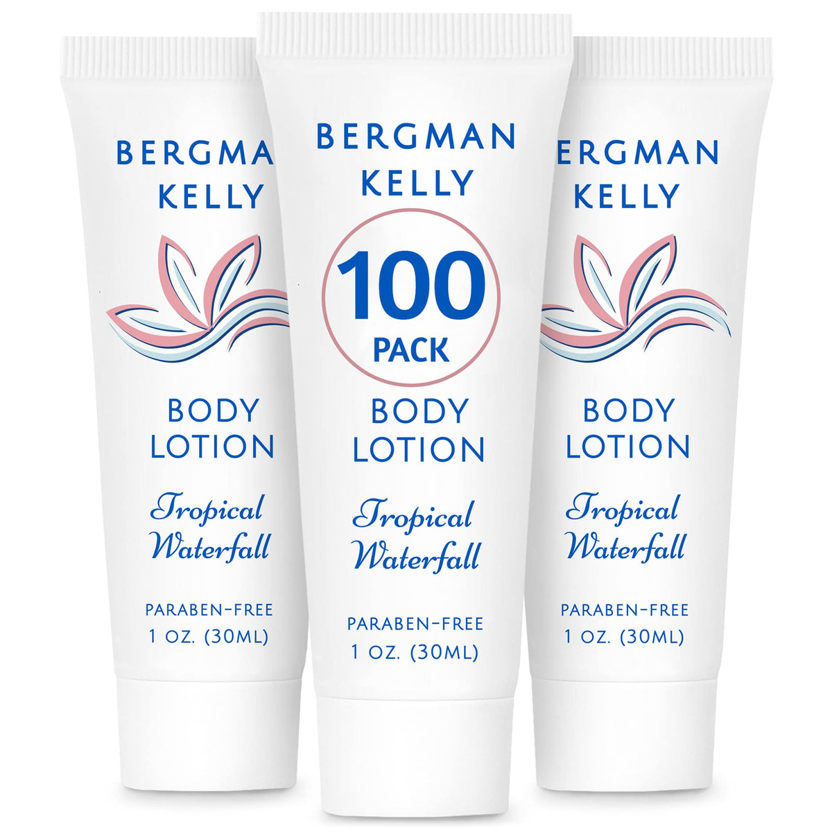 Bergman Kelly Travel Size Lotion 1 Fl Oz (100 Pack) - Tropical Waterfall Body Lotion For Guests