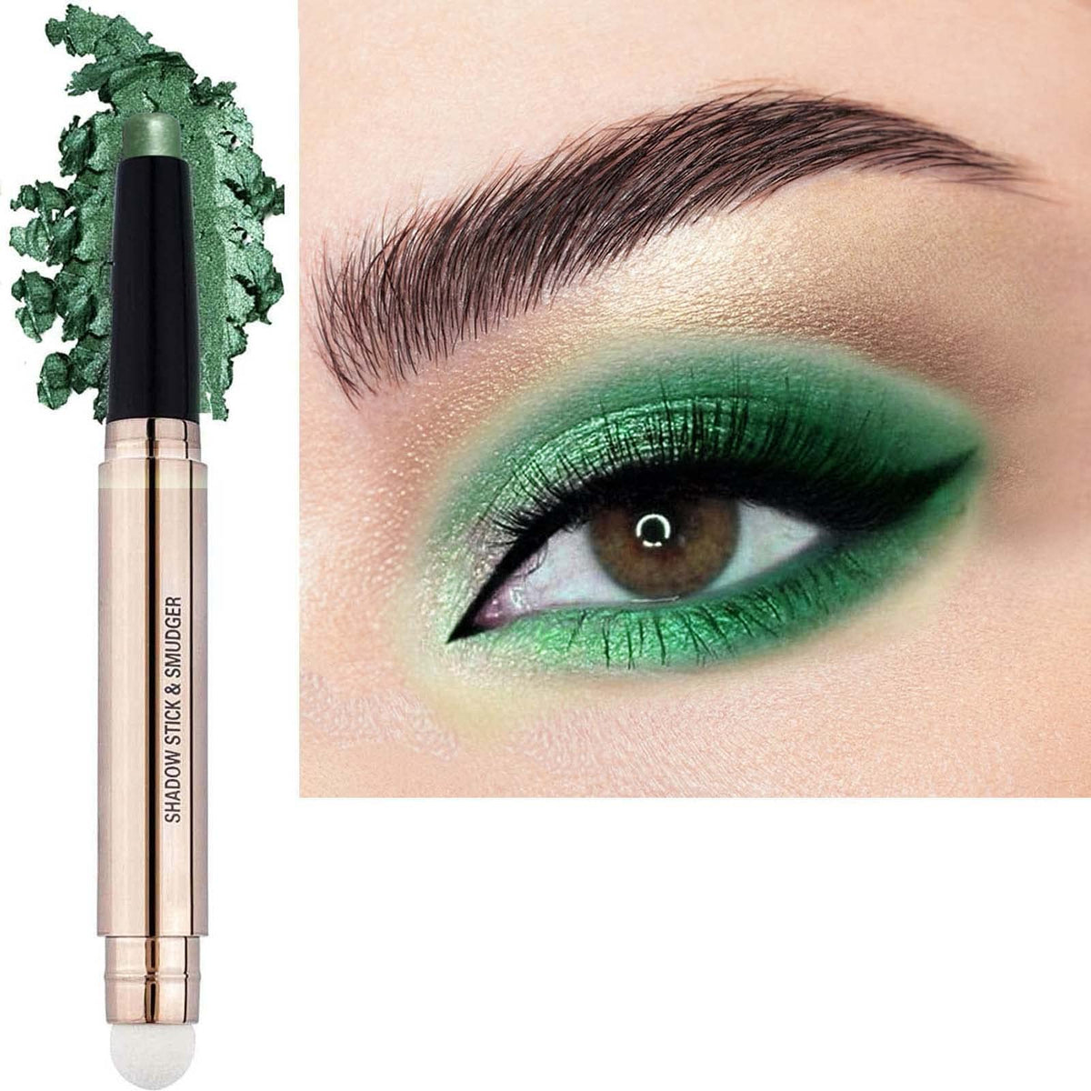 Oviqerki 18 Color Shimmer Eyeshadow Stick - Waterproof Highlighter Pen, Bright Green