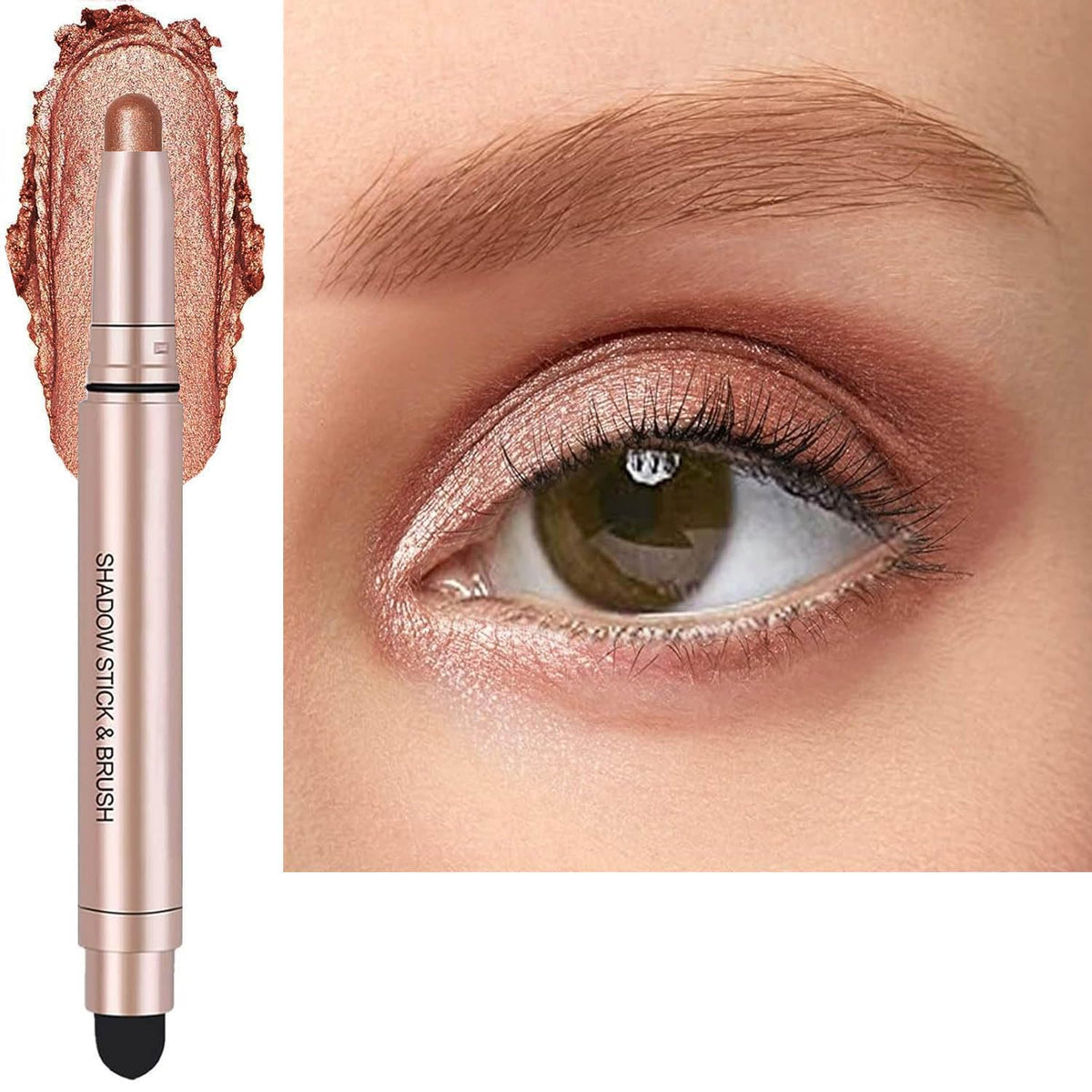 Metfdlaig Rose Gold Eyeshadow Stick - Cream Shimmer, Waterproof, High Pigment, Hypoallergenic