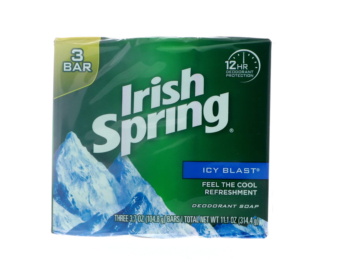 Irish Spring Icy Blast Deodorant Bar Soap, 3.75 Oz, 3 Count (Pack Of 5)