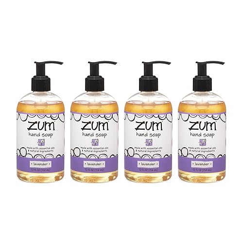 Zum Hand Soap 12 Oz (4 Pack) - Natural Lavender Liquid Soap For Bathroom & Kitchen