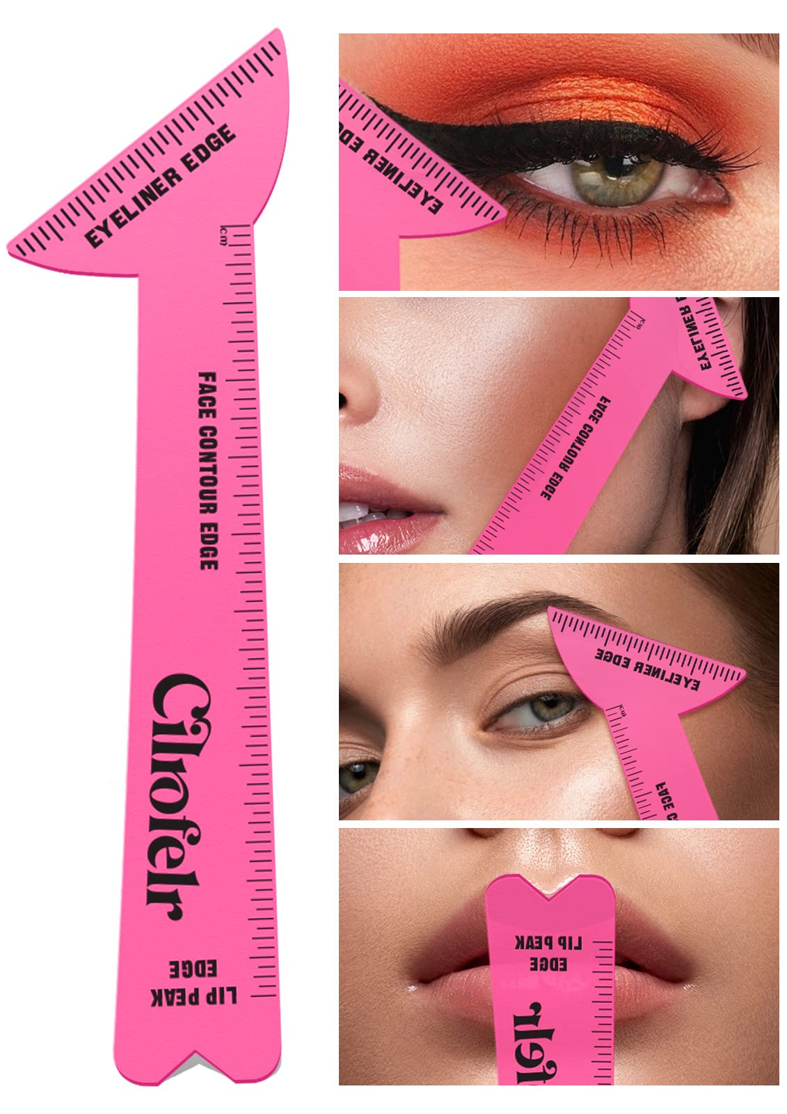 Cilrofelr 4-In-1 Eyeliner Stencils For Hooded Eyes - Reusable Makeup Tool, Pink