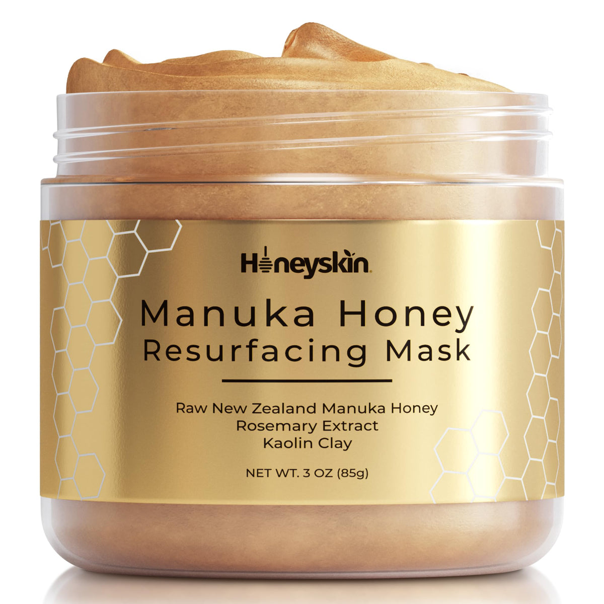 Honeyskin Bentonite Clay Face Mask with Manuka Honey - Hydrating Exfoliator for Acne & Dry Skin