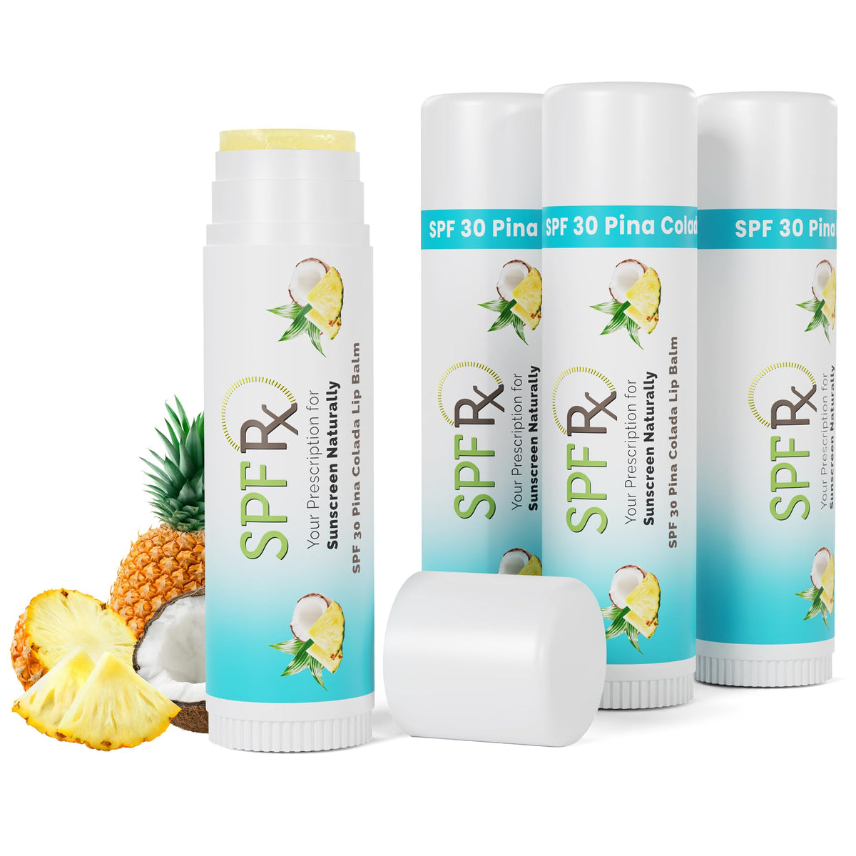 Spf Rx Pina Colada Spf 30 Sunscreen Lip Balm - Broad Spectrum Uva/Uvb Protection, 4 Pack