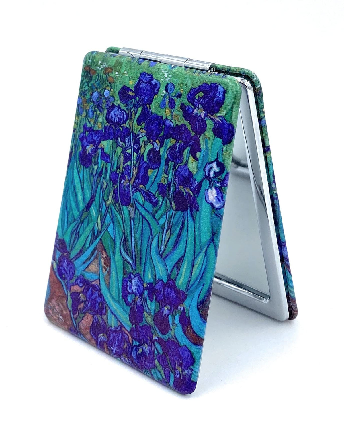 Aeisage Compact Makeup Mirror - Van Gogh PU Leather Flower Design for Purse & Bag