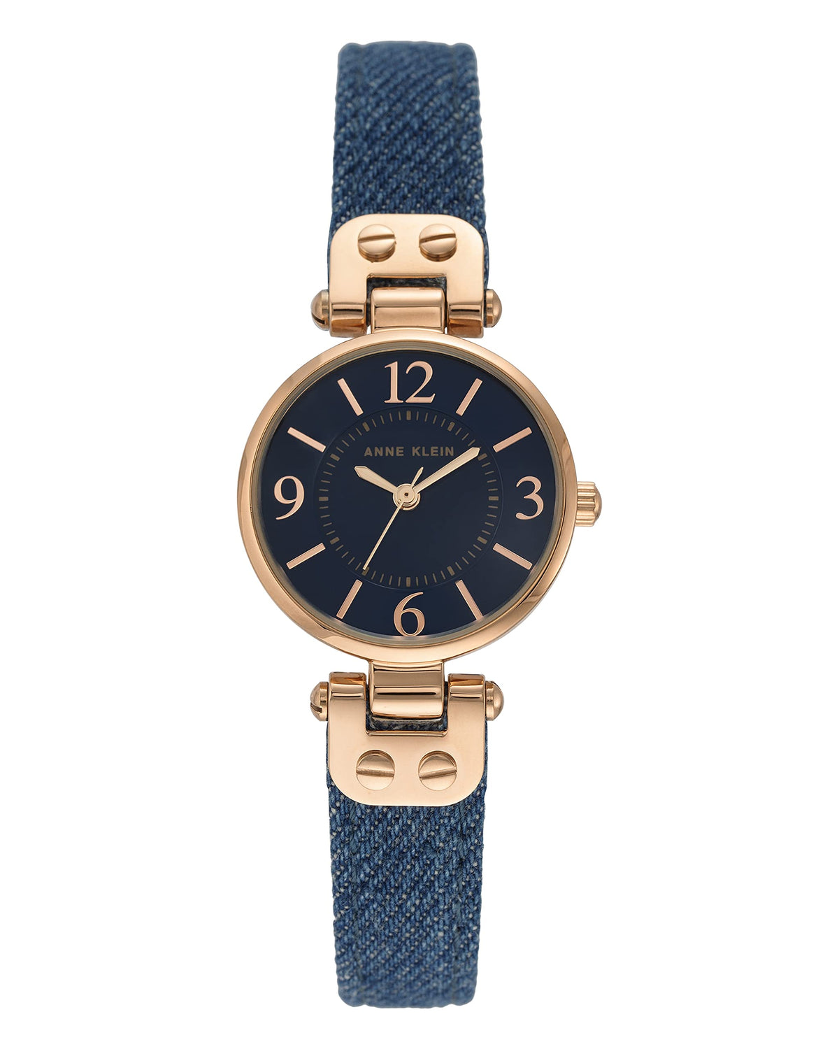 Anne Klein Women'S Blue/Rose Gold Leather Strap Watch - Elegant & Stylish Timepiece