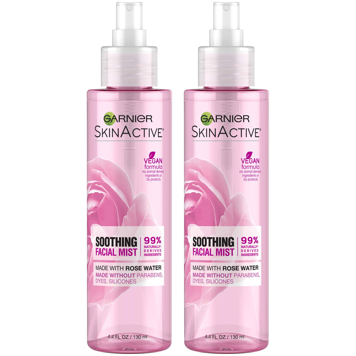 Garnier Rose Water Facial Mist Spray, 4.4 Fl Oz, 2 Count - Hydrating & Refreshing