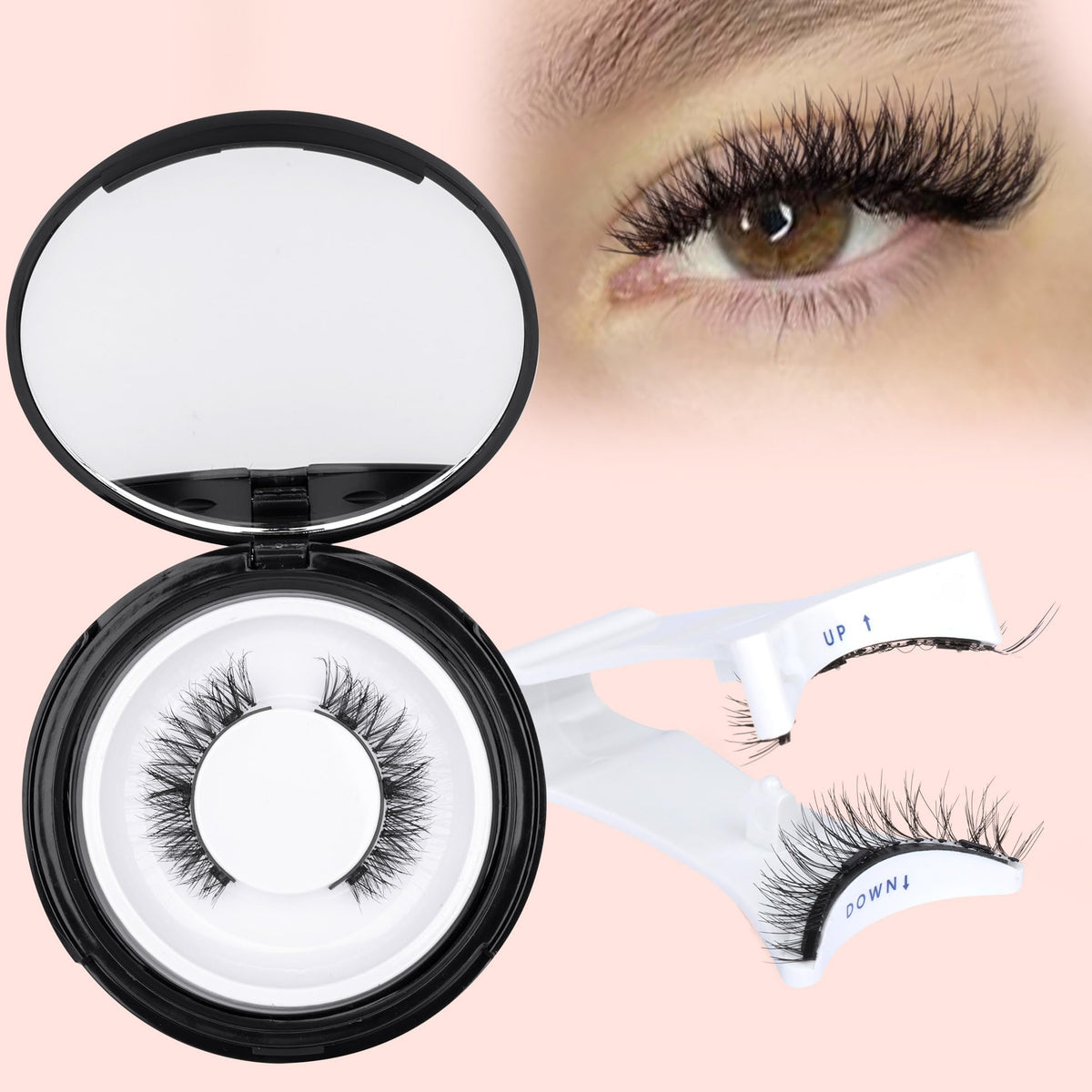 Alicrown Magnetic Eyelashes - Natural Cat Eye Wispy Lashes With Applicator, No Glue, 1 Pair