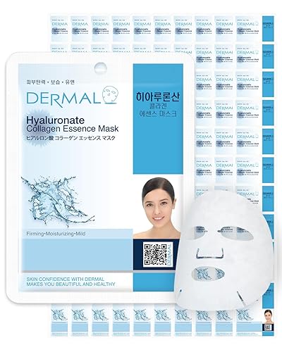 Dermal Hyaluronate Collagen Sheet Mask - 100 Count Hydro Boost For Dry Skin & Fine Lines