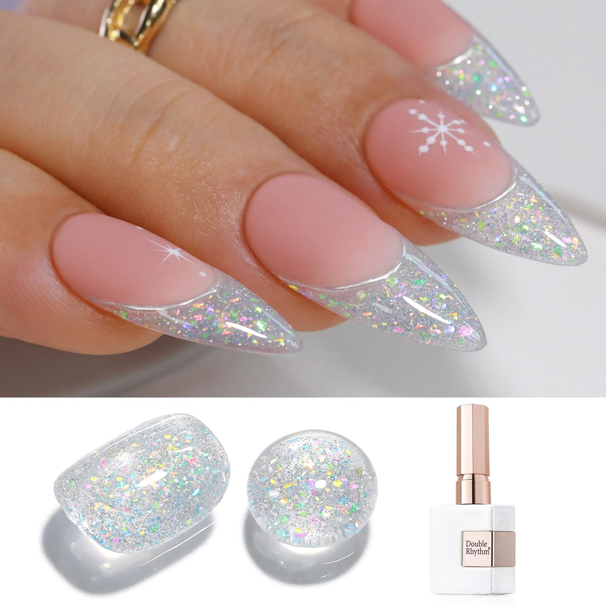 Double Rhythm 15Ml Holographic Glitter Gel Polish - Clear Silver Magnetic Nail Art