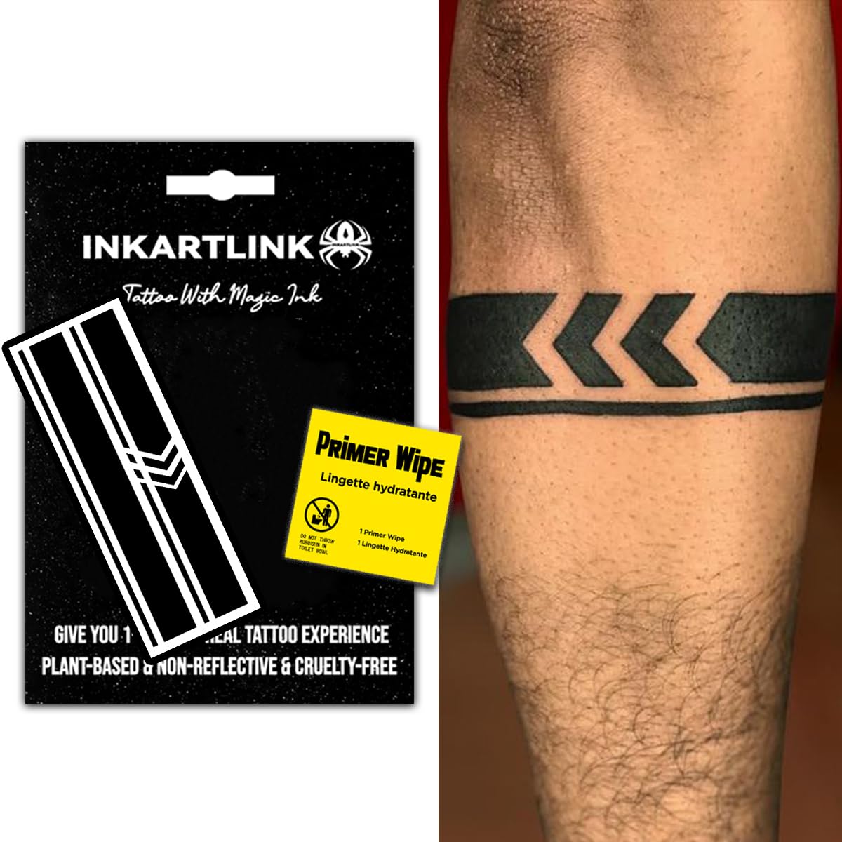 Inkartlink Semi-Permanent Temporary Tattoos - Realistic Waterproof Arm Tattoos, Armband 5