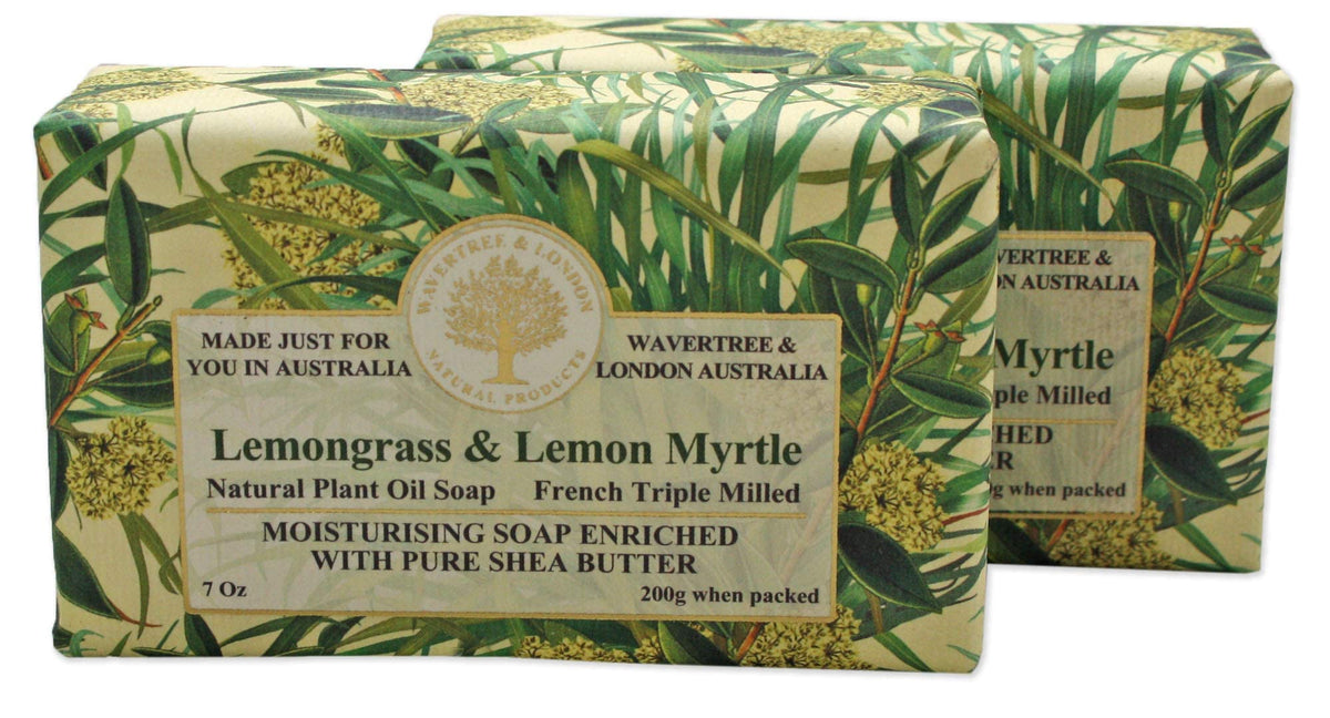 Wavertree & London Lemongrass & Lemon Myrtle Natural Soap - 2 Bars, 7Oz Moisturizing Soap Bars