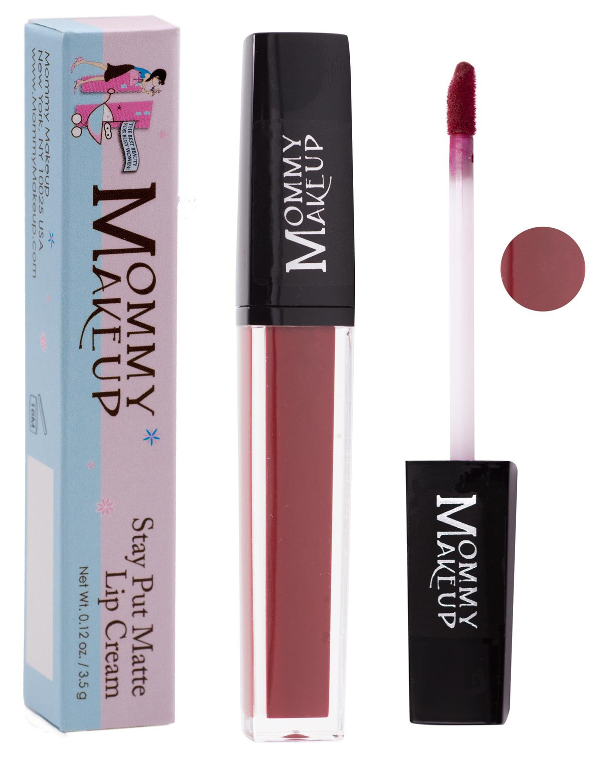 Mommy Makeup Stay Put Matte Lip Cream - Harlow Bordeaux Red Kiss Proof, Long Wear Lipstick