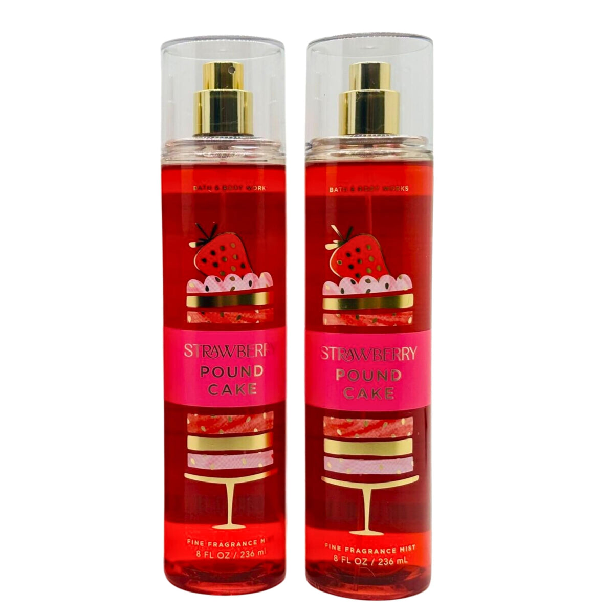 Bath & Body Works Fragrance Mist Set Of 2, 8Oz Each - Strawberry Pound Cake Scent