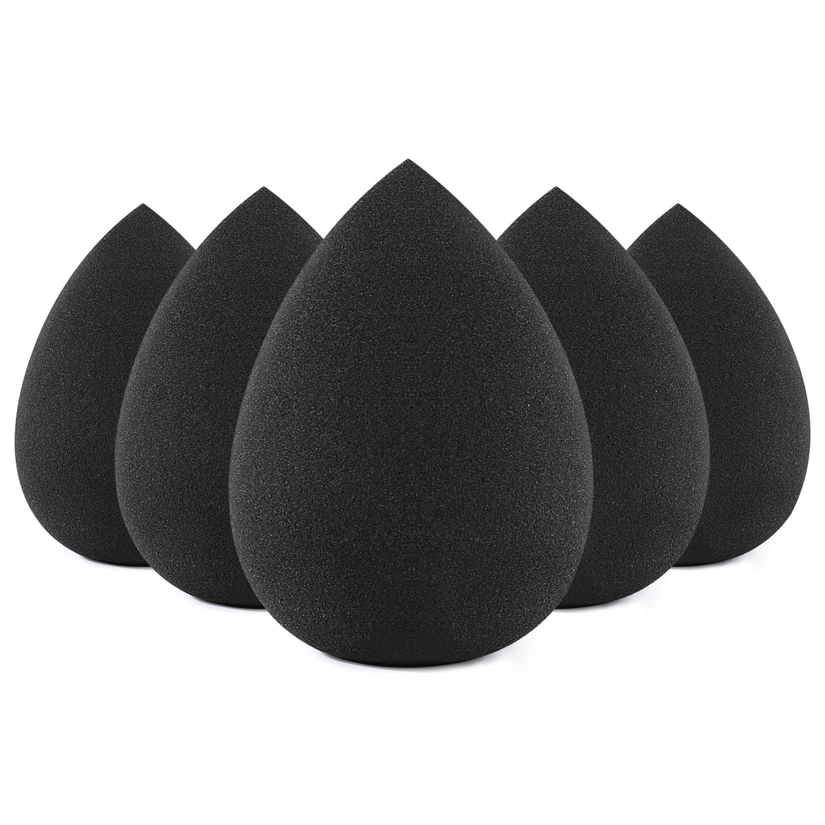 Beakey 5 Pcs Makeup Sponge Set - Flawless Blending Sponges, Latex Free, Vegan, Black