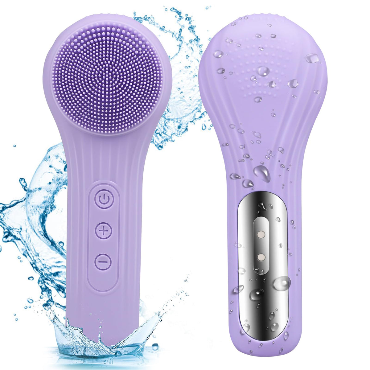 Feoflen Purple Silicone Face Scrubber - Ipx7 Waterproof Rechargeable Exfoliator & Cleaner