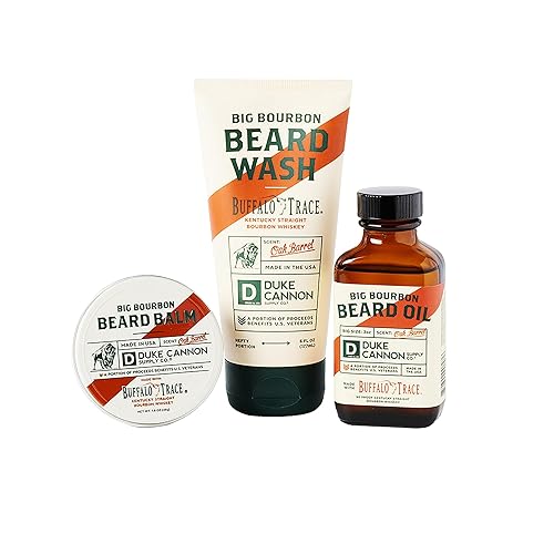 Duke Cannon Big Bourbon Beard Care Set - Beard Wash, Balm & Oil (3 Piece, Oak Barrel Scent)