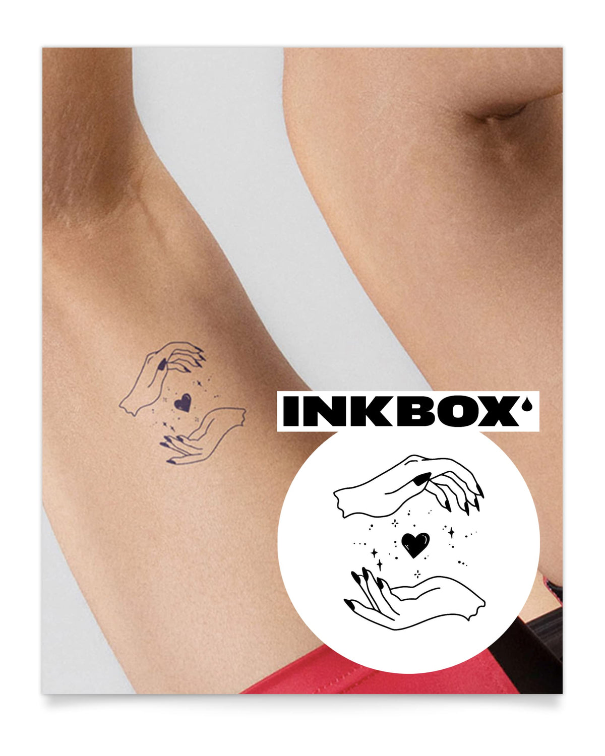 Inkbox Semi-Permanent Temporary Tattoo - Handful Of Heart, 3X3 In, Water-Resistant, Lasts 1