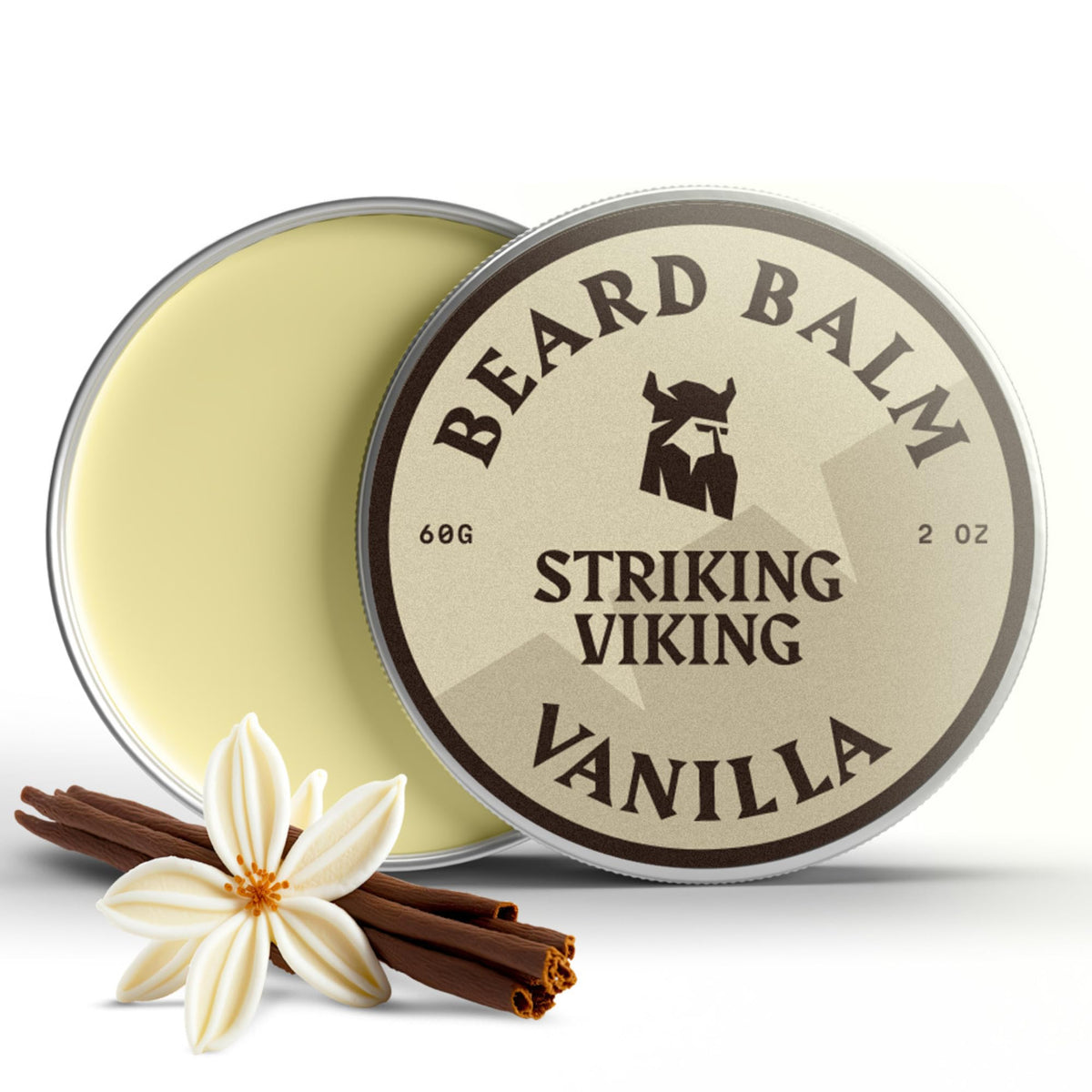 Striking Viking Beard Balm For Men - Vanilla Leave-In Conditioner, 2 Oz, Moisturizes & Softens