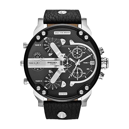 Diesel Mr. Daddy 2.0 Men'S Chronograph Watch Black/Silver Stainless Steel & Leather Dz7313