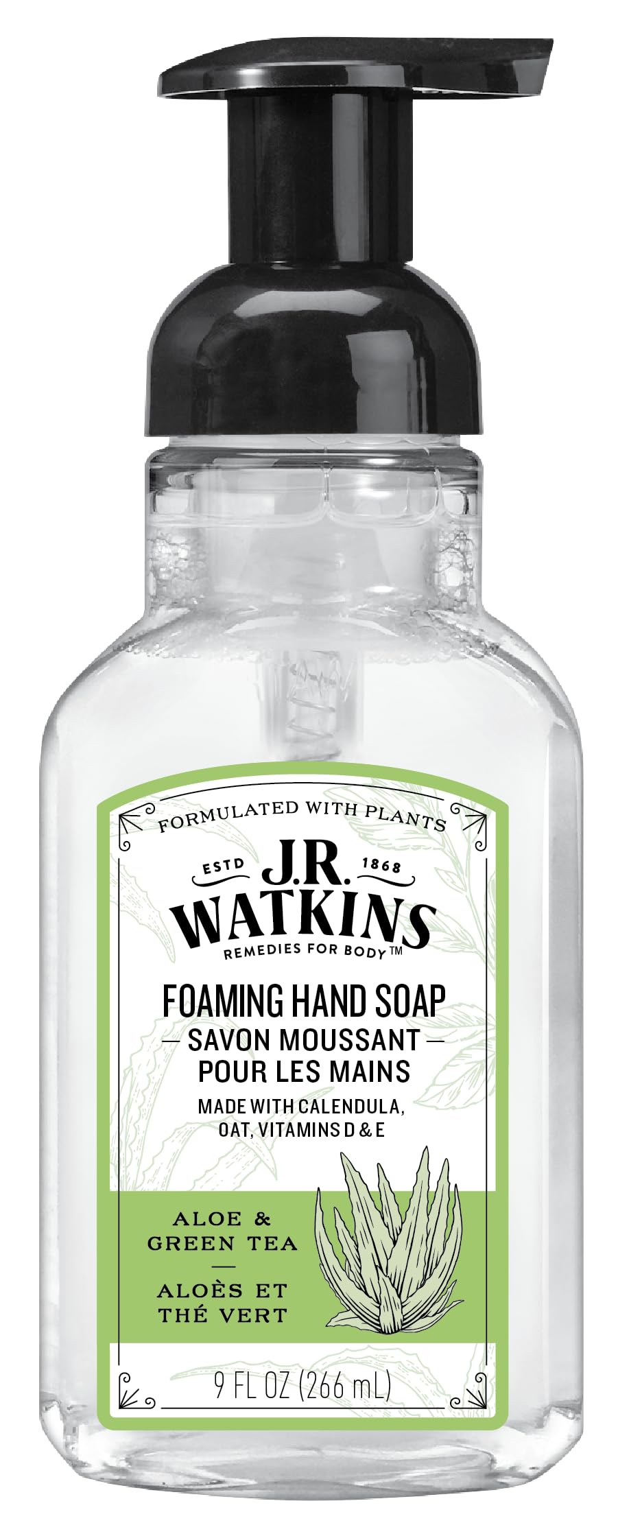 Watkins Aloe & Green Tea Scent Foaming Hand Soap, 9 Oz, Moisturizing Cleanser