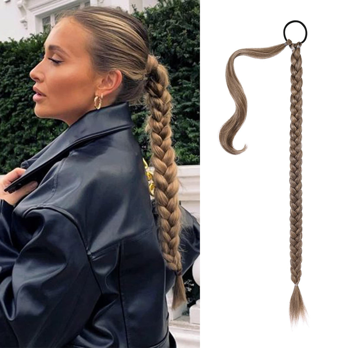 Seikea 20&quot; Long Braided Ponytail Extension - Dark Ash Blonde Synthetic Hair Piece