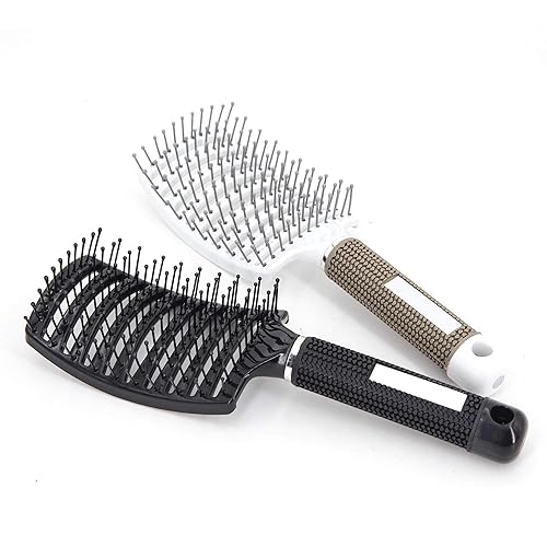 Eyxformula 2 Pc Curved Vented Hair Brushes - Anti Frizz Detangling Tool for Curly Hair