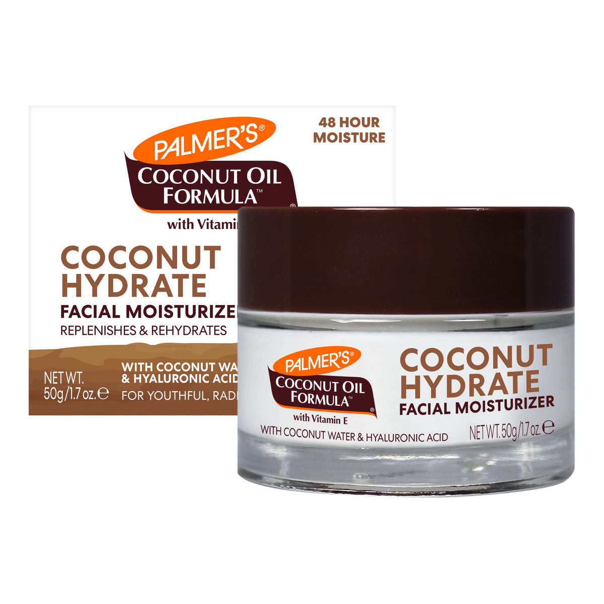 Palmer’S Coconut Oil Formula Face Moisturizer, 1.7 Oz Jar, Hydrating Coconut Water Cream