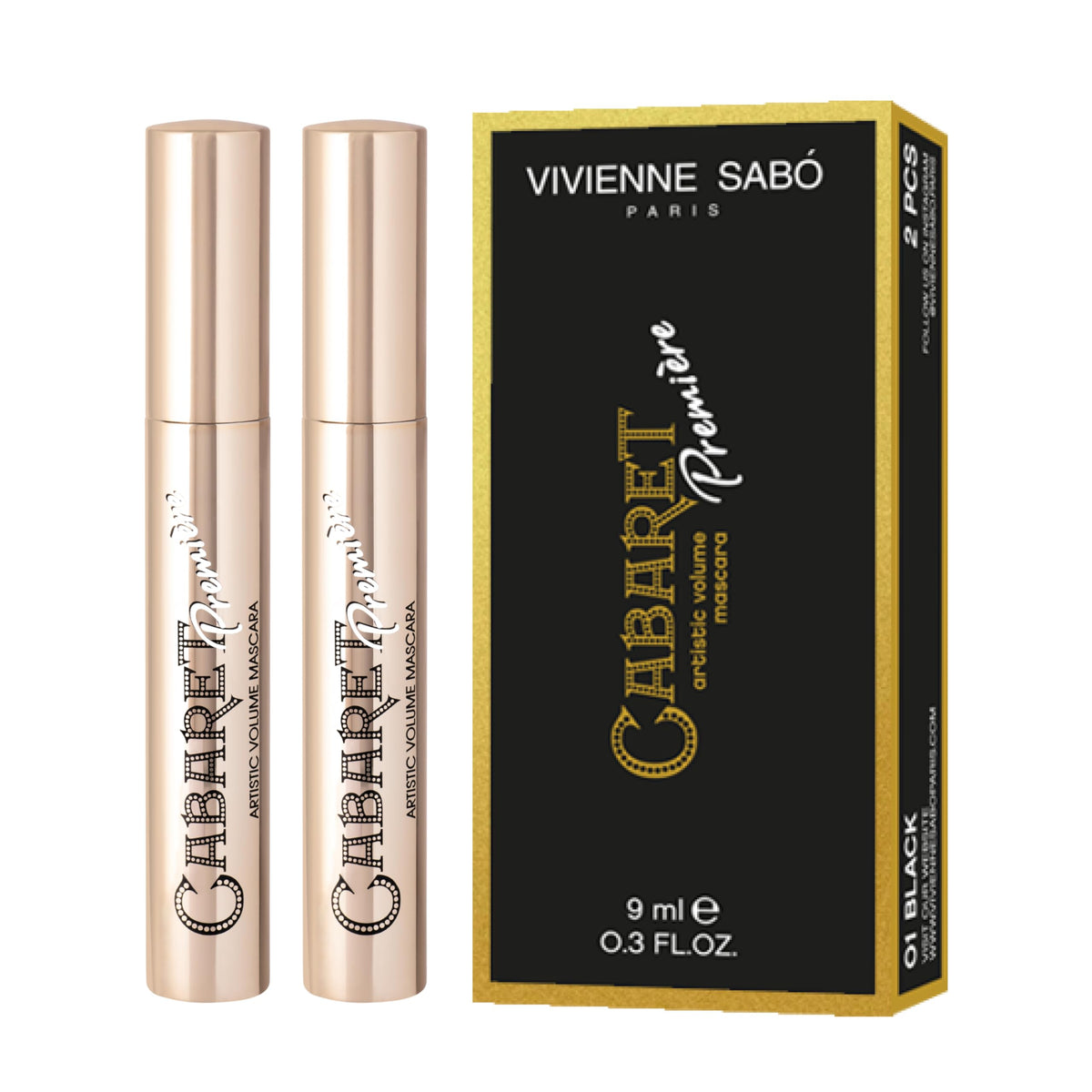 Vivienne Sabó Classic Everyday Mascara - Cabaret Premiere, Cruelty Free, Black, Duo Pack