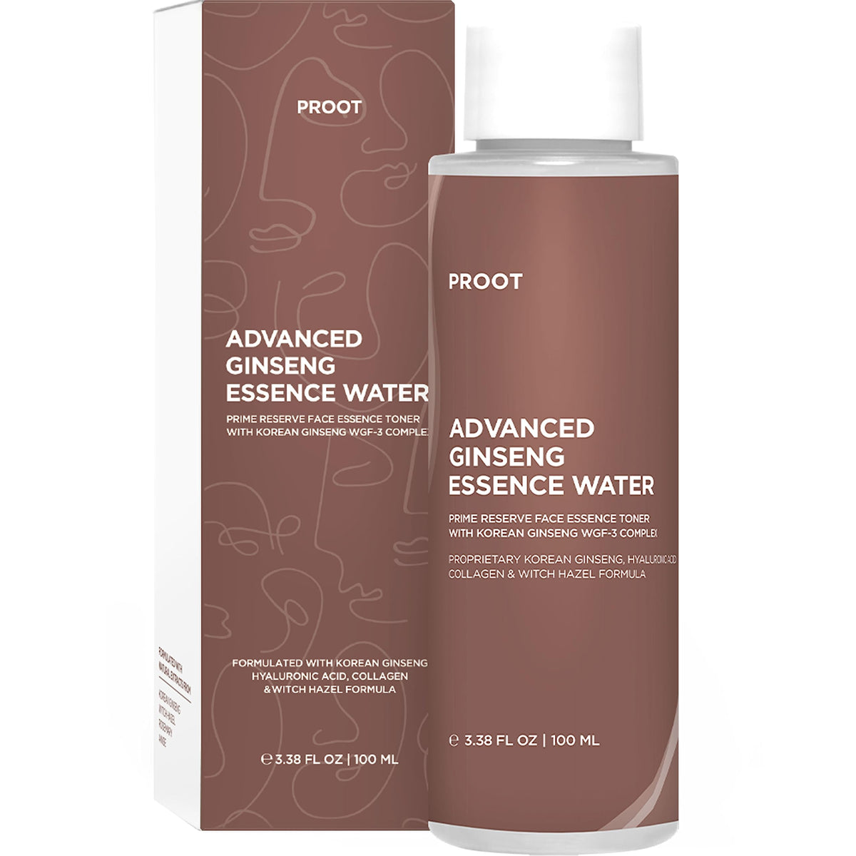 Proot Ginseng Essence Water With 54% Korean Ginseng Extracts, 3.38 Fl Oz - Skin Rejuvenating Complex