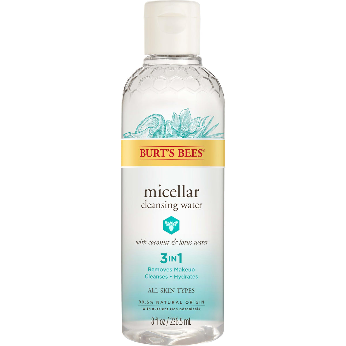 Burts Bees Micellar Cleansing Water with Coconut  Lotus Extract  8 Oz Package May Vary