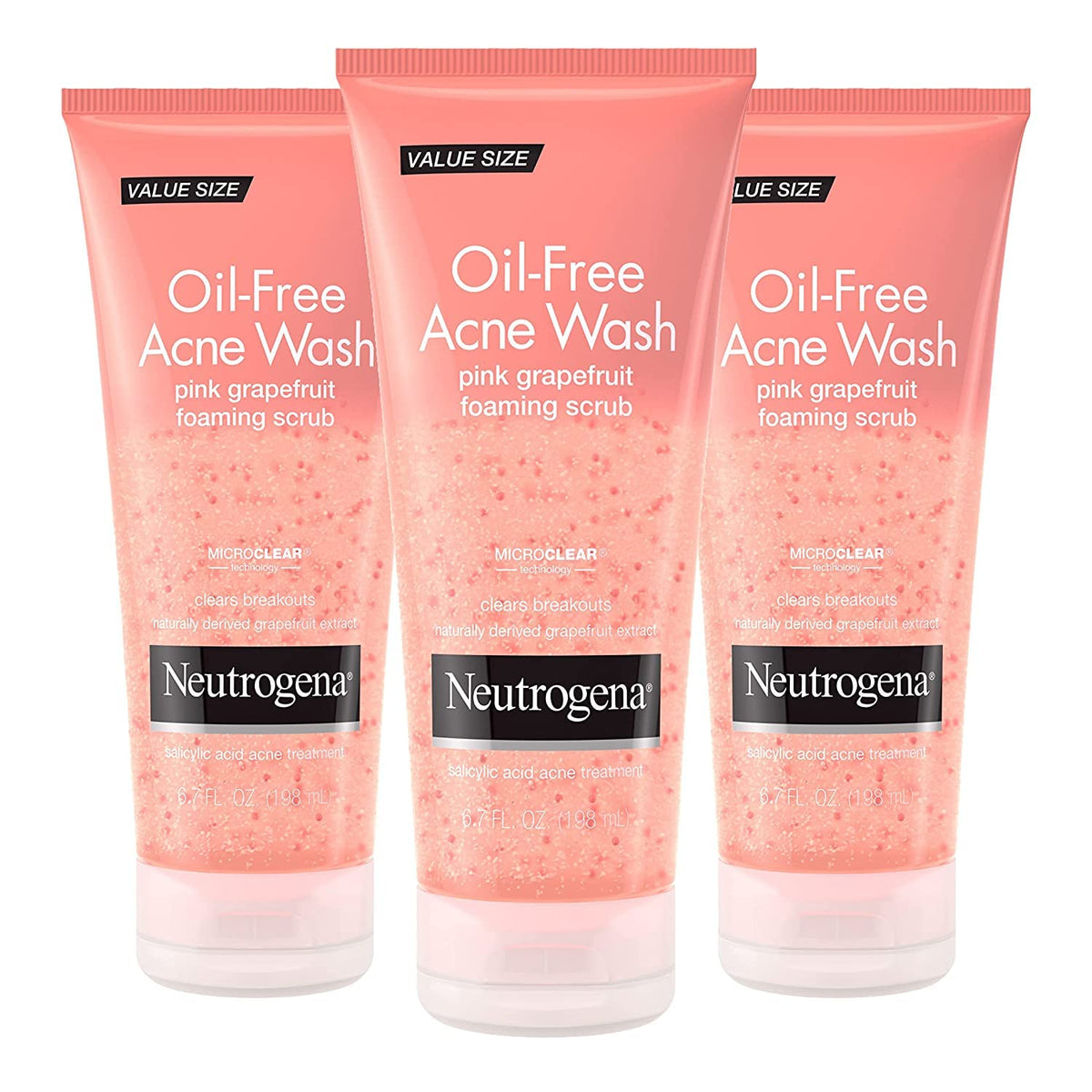 Neutrogena Oil-Free Pink Grapefruit Acne Treatment Cleanser, 2% Salicylic Acid, 6.7 Fl Oz