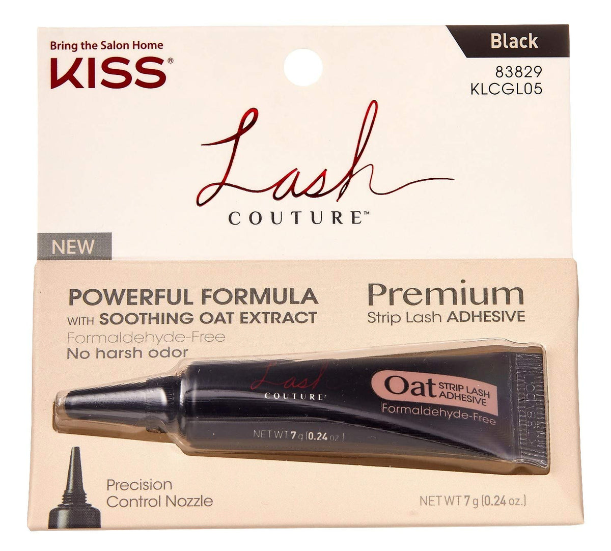 Kiss Lash Couture Adhesive Premium Strip Lash, Black - 2 Pack, Oat Keratin Formula