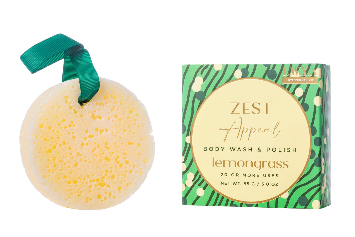 Love Who You Are Lemongrass Body Sponges, 1 Count Loofah For Exfoliating And Cleansing