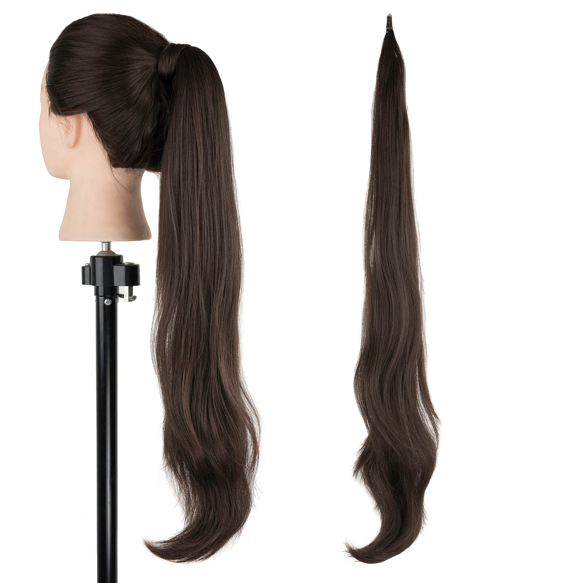 Imissu Chocolate Brown 80Cm Hair Extension Ponytail - Flexible High Temperature Fiber Hairpiece