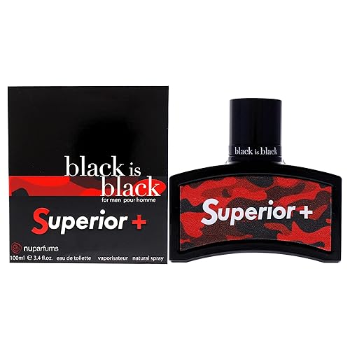 NU Parfums Black Is Black Superior Plus Eau de Toilette Spray for Men, 3.4 Ounce - Long Lasting Fragrance