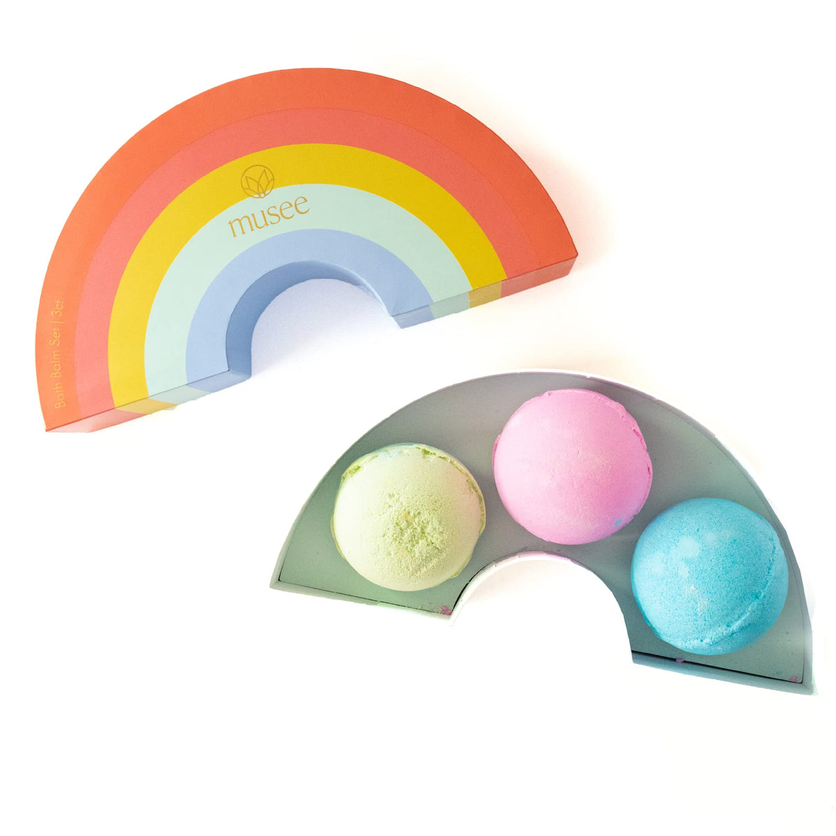 Musee Rainbow Bath Bomb Set - 5 Organic Aromatherapy Bombs, Paraben & Sulfate Free, Handmade Usa