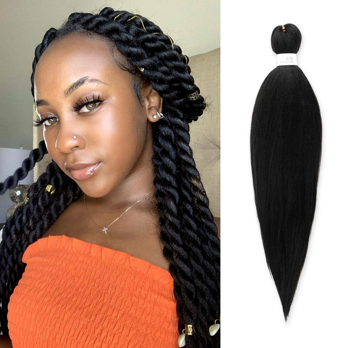 Au-Then-Tic 26&quot; Pre-Stretched Yaki Crochet Braids - 8 Packs Dark Brown 2 Synthetic Hair Extensions