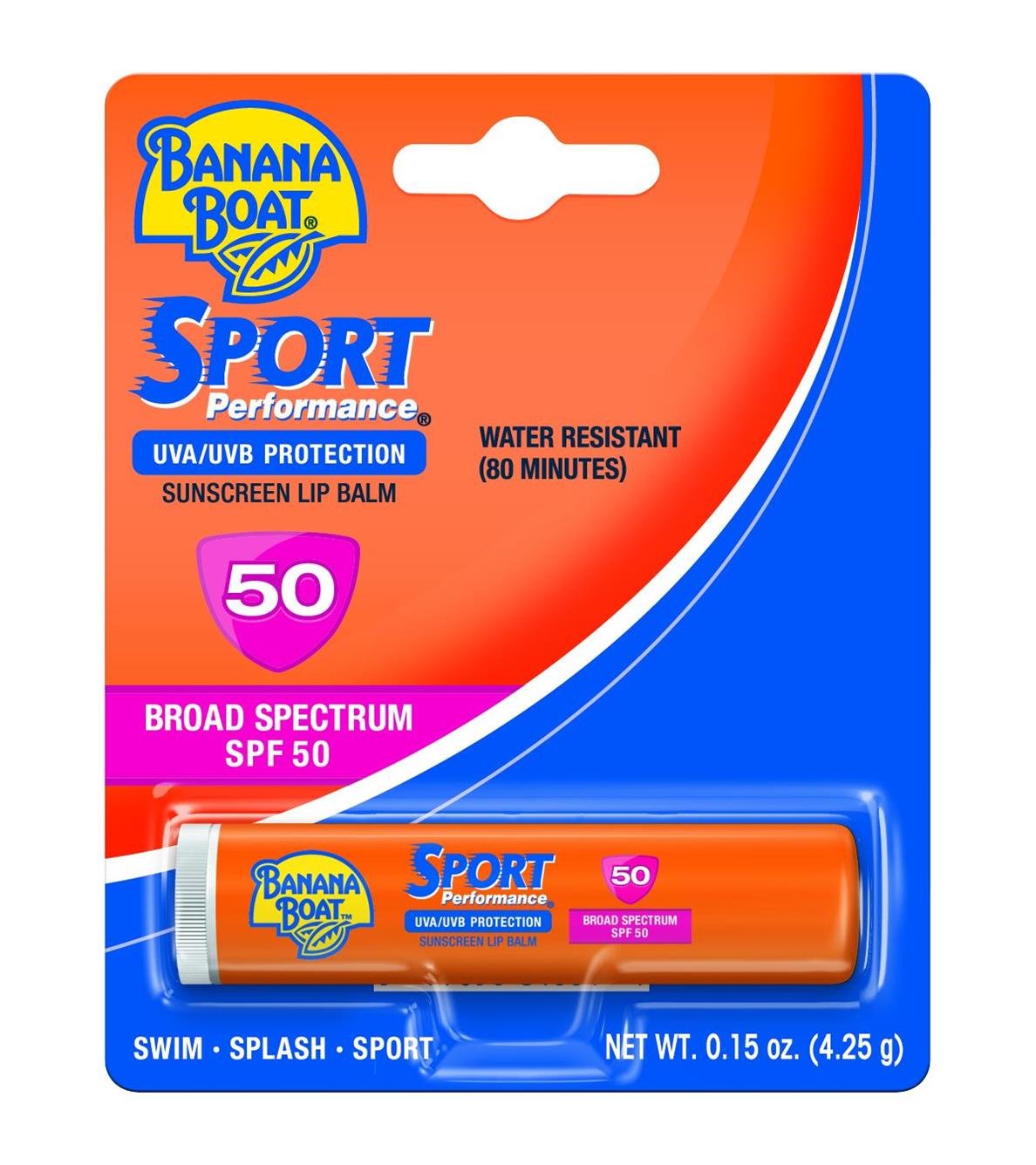 Banana Boat Spf 50 Sunscreen Sport Performance Lip Balm, 0.15 Oz, Pack Of 24