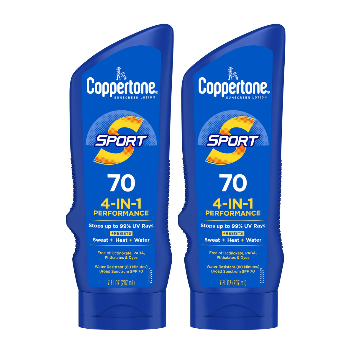 Coppertone Sport Sunscreen Spf 70, Water Resistant Lotion, 7 Fl Oz, Pack Of 2