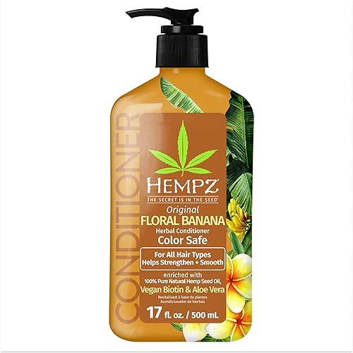 Hempz Biotin Conditioner - Floral & Banana, Hydrating For Dry, Damaged Hair, 17 Fl Oz