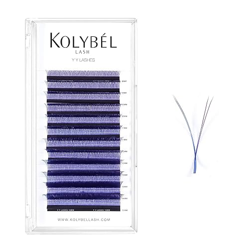 Kolybel Blue Purple 2D Premade Fans Eyelash Extensions 0.07mm D Curl 8-15mm Mixed