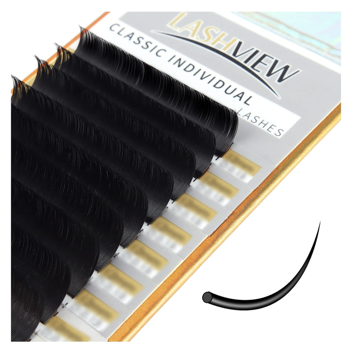 LASHVIEW 12mm Individual Eyelash Extensions, 0.15 D Curl, Soft Premium Black Lashes