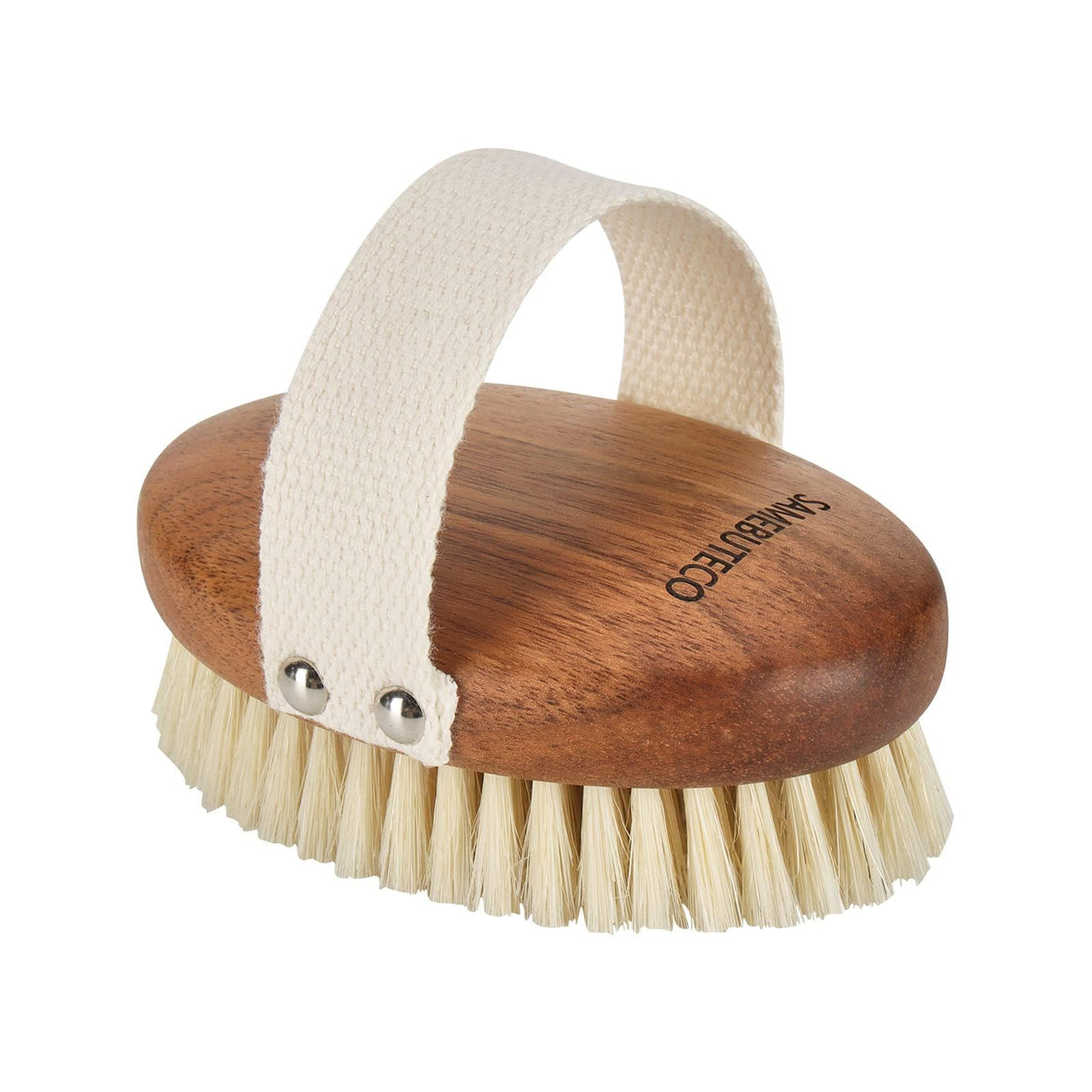 Samebuteco Acacia Wood Bath Brush - Boar Bristles For Skin Exfoliation & Lymphatic Drainage