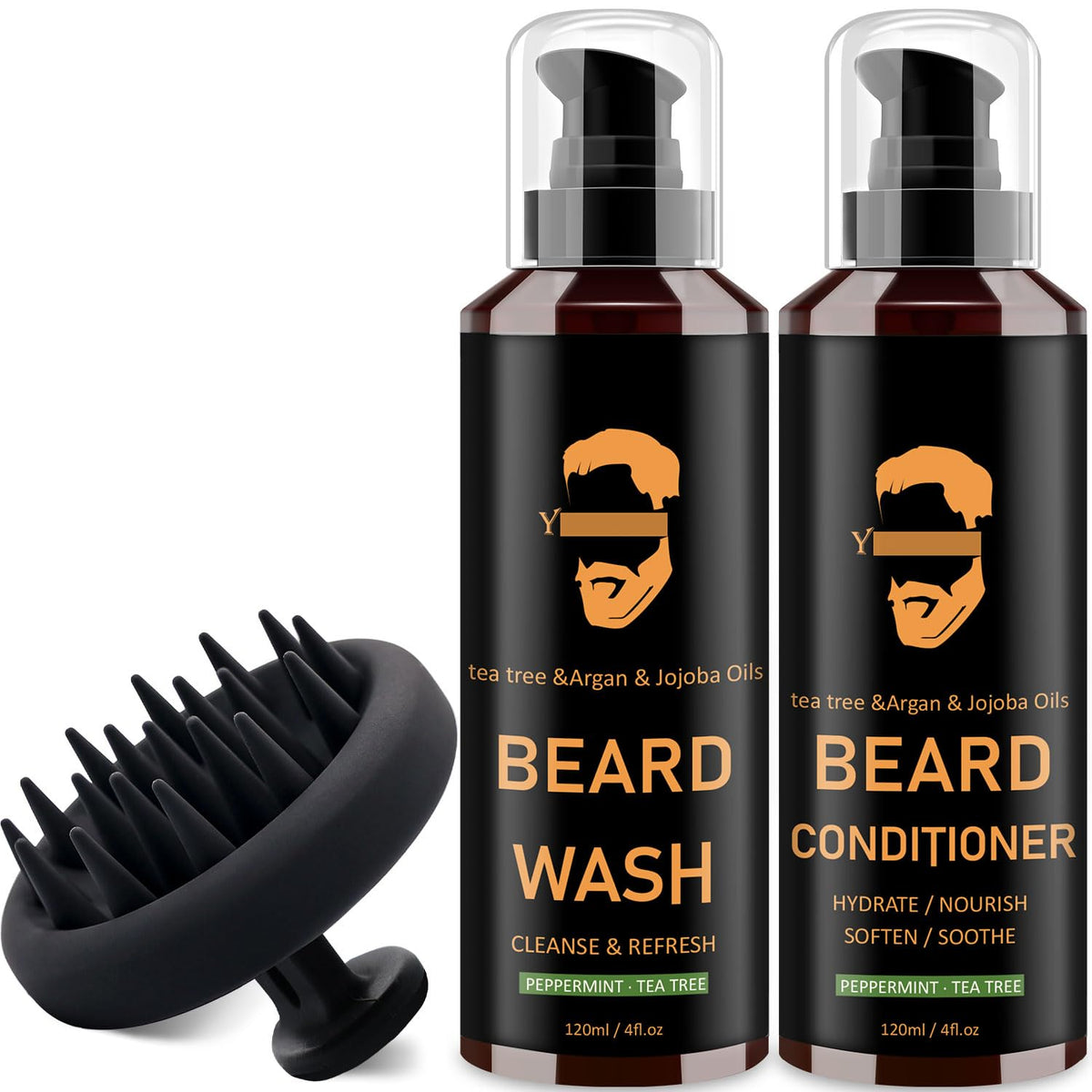 Yealir Beard Wash & Conditioner With Tea Tree Oil - Reduces Dandruff & Itching, 4 Fl Oz