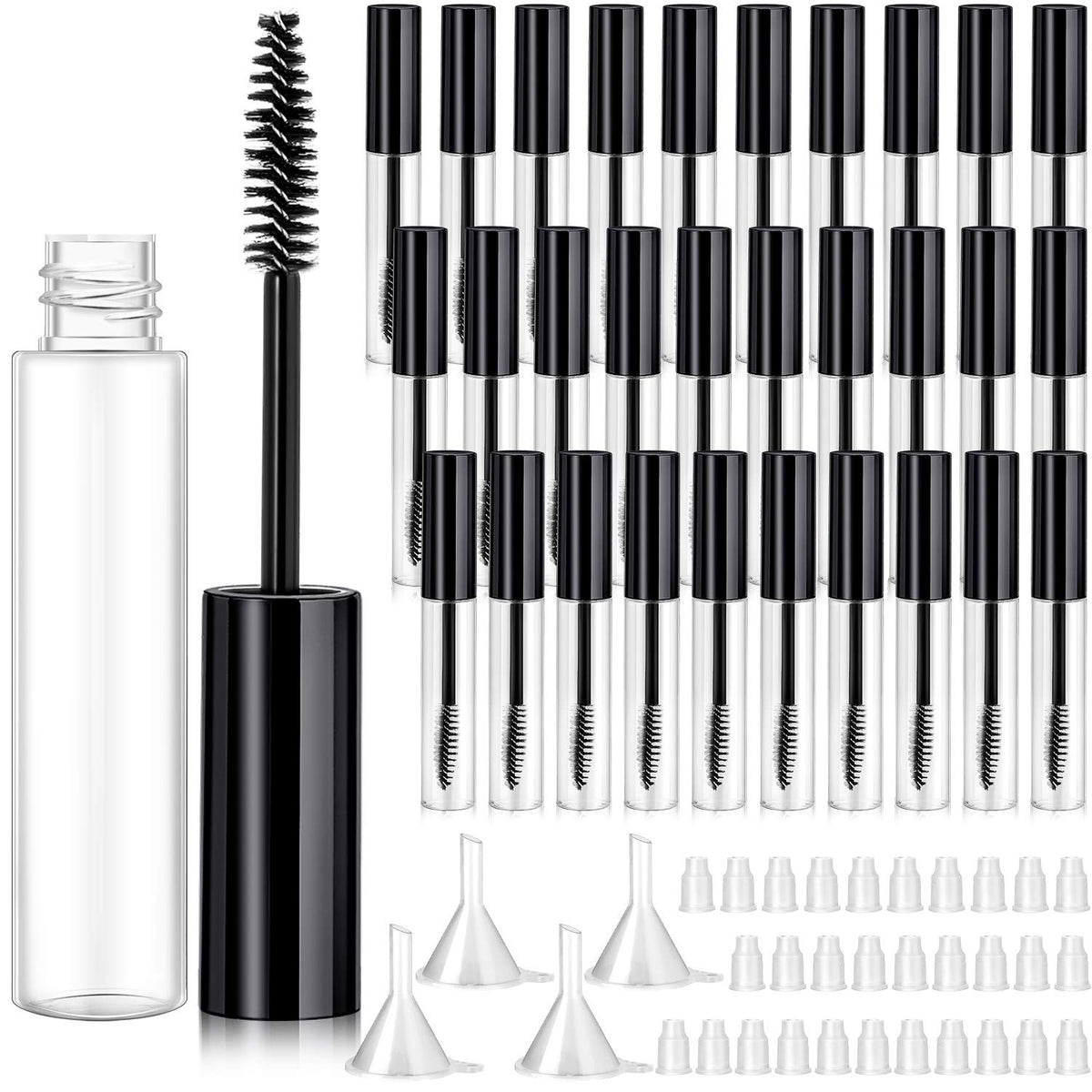 Maitys 30 Pcs 10Ml Empty Mascara Tubes Set With Funnels For Diy Cosmetics - Black