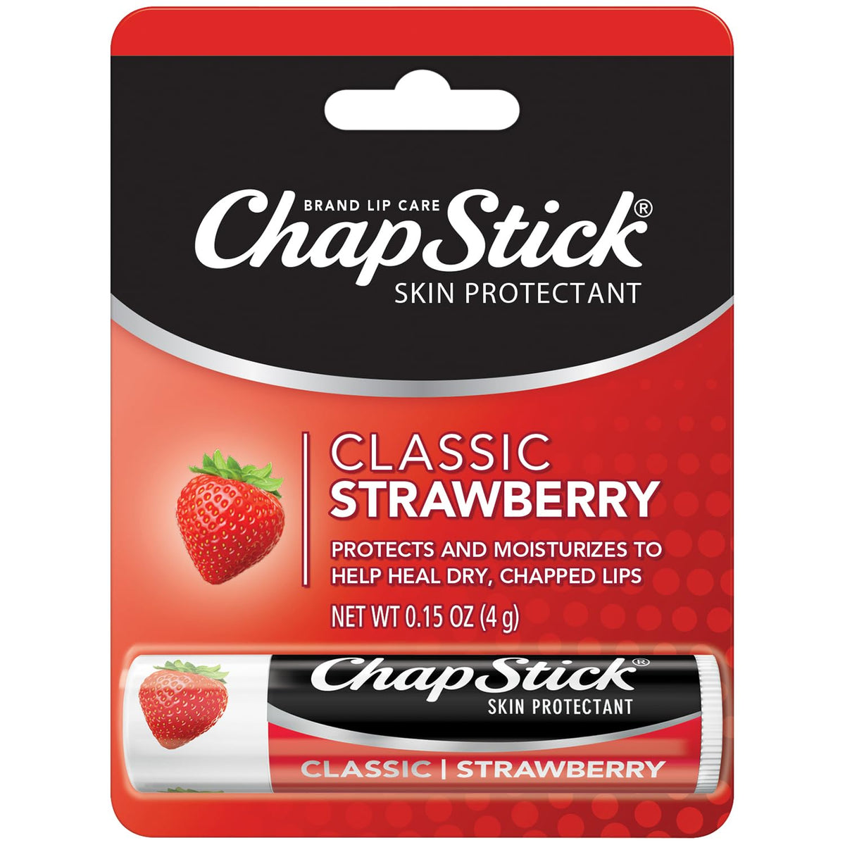 Chapstick Classic Strawberry Lip Balm, 0.15 Oz – Moisturizing Care For Dry, Cracked Lips