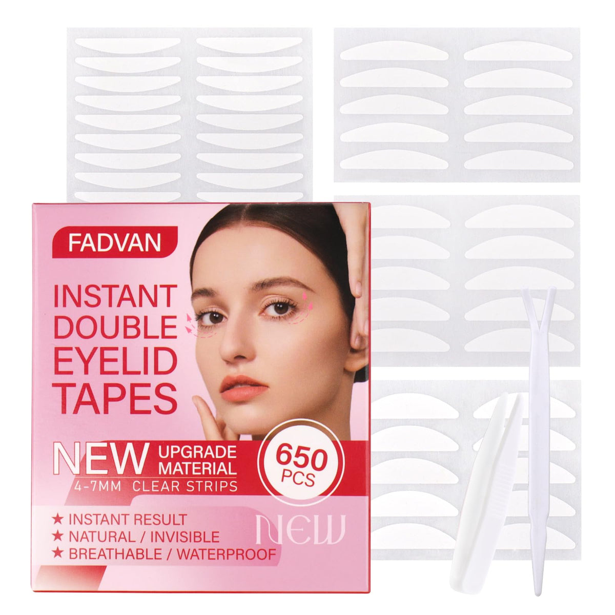 Fadvan 650Pcs Eyelid Tape, Ultra-Thin Invisible Lifter Strips For Hooded & Droopy Eyes