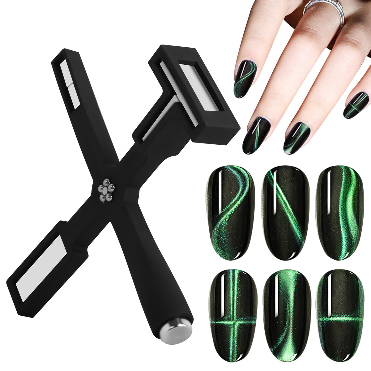 Vnjaoi 5 In 1 Nail Magnet Tool With Silicone Case - 3D Cat Eye Gel Polish Art For Salon & Home